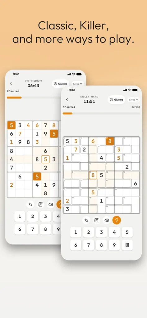 Screenshot der App Better Sudoku: Klassisch, Killer und weitere Modi