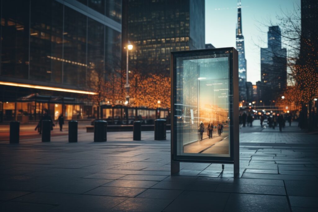 Digital-Signage-Bildschirm in einem öffentlichen Raum